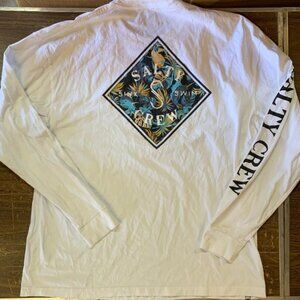 Salty Crew Tippet Tide Premium T-Shirt White Long Sleeve FISH Outdoors Men's 2XL